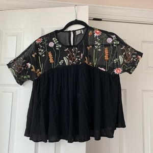 Mesh Embroidered Top
